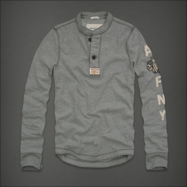 Abercrombie Fitch Hombres Ponte de pie de cuello Largo Remera AF6210